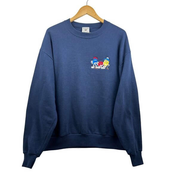 Vtg M&M’s World Sweatshirt Mens L Navy Blue Crewneck Embroidered Golf Characters - Picture 1 of 6